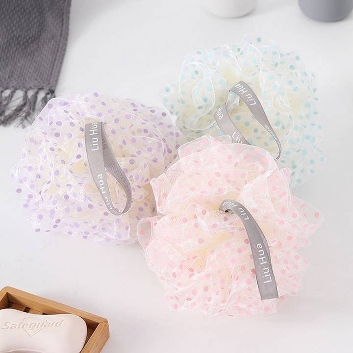 50G POLKA DOT BATH BALL BATH FLOWER BATH POUF_CWMM3339 for wholesale by ACCITY
