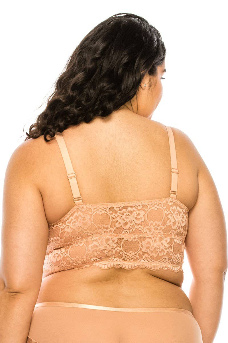 Best Underwear Line - Wholesale Bralette - Women's - Plus Size Floral Lace Overlay Bralette-YM-32307Q-BLT8