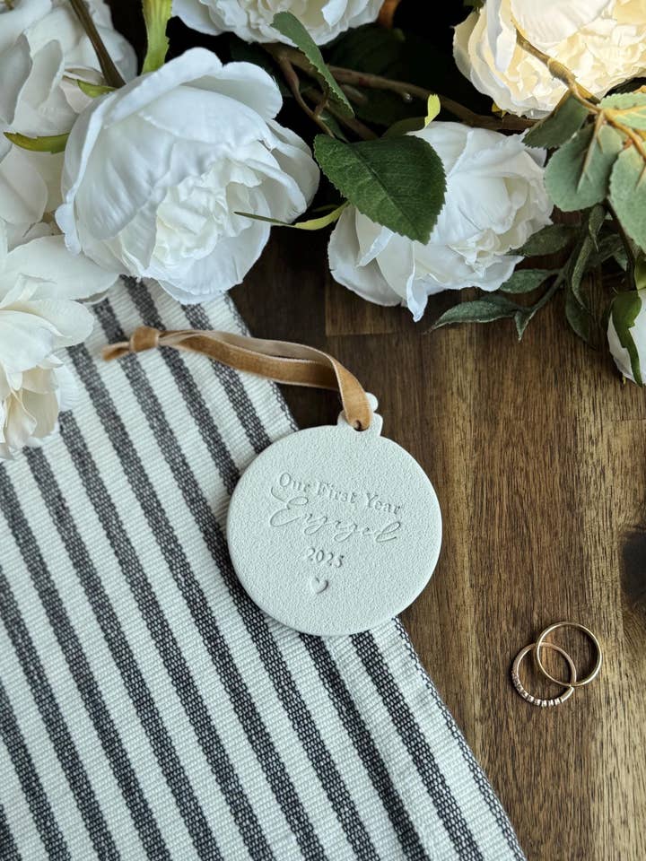 First Year Engaged Ornament | Unique Engagement Gift for wholesale by Elm & Cedar