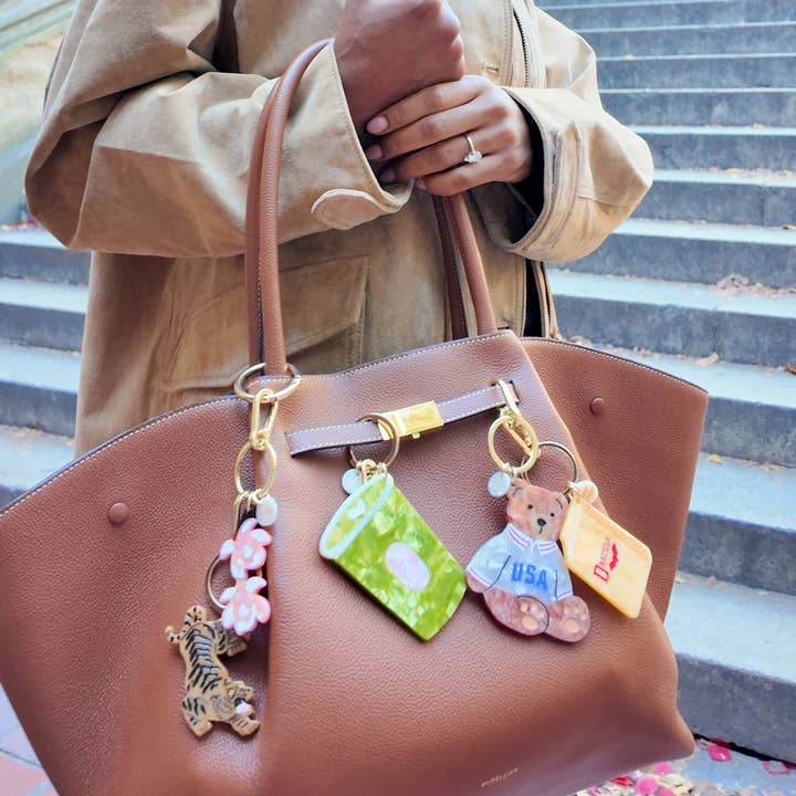 Solar Eclipse - Wholesale Keychain - Women's - Hand-Painted Magnolia Branch Bag Charm | Eco-Friendly1