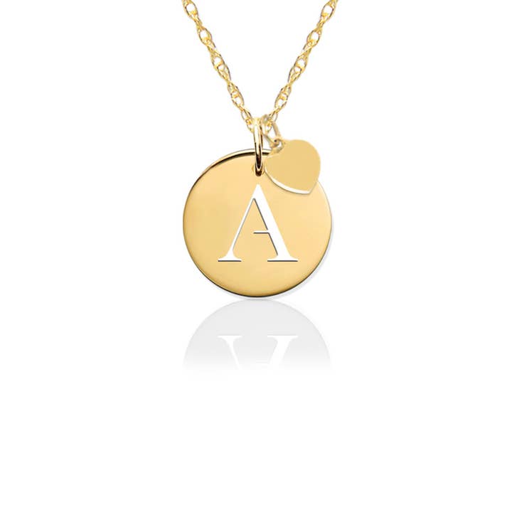 Pierced Disc Initial Charm w Gold Heart for wholesale by Jane Basch Jewelry Designs