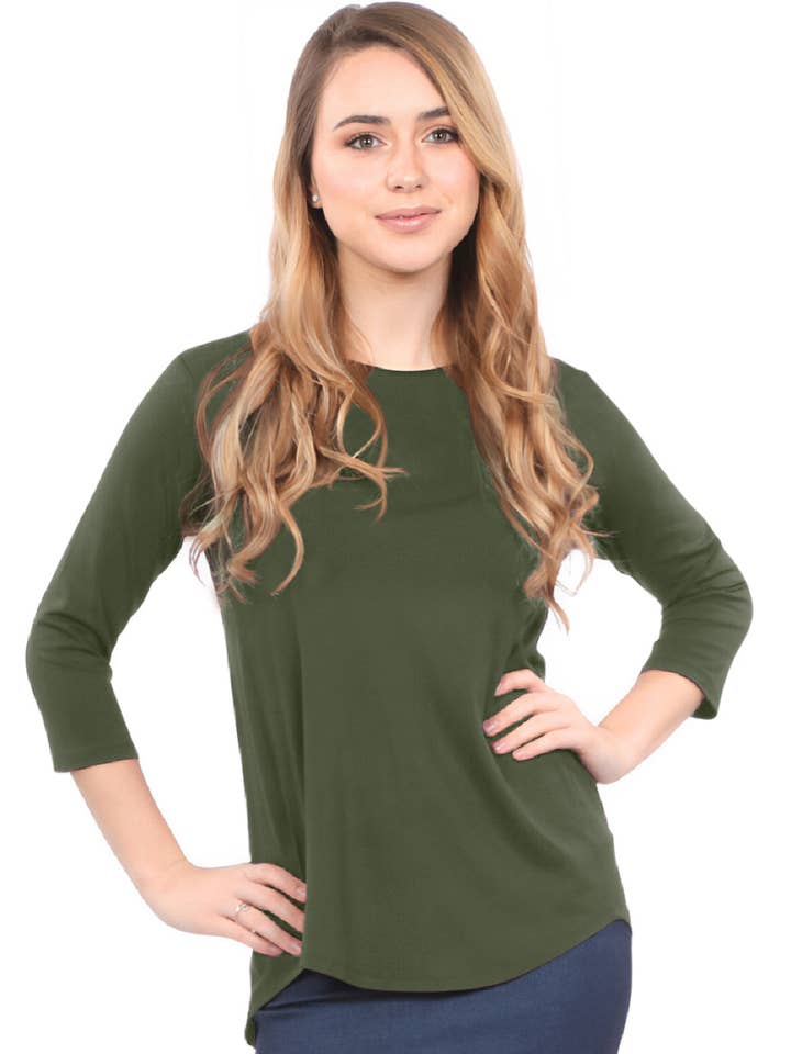 3/4 Sleeve Tapered Tunic for Women for wholesale by Kosher Casual