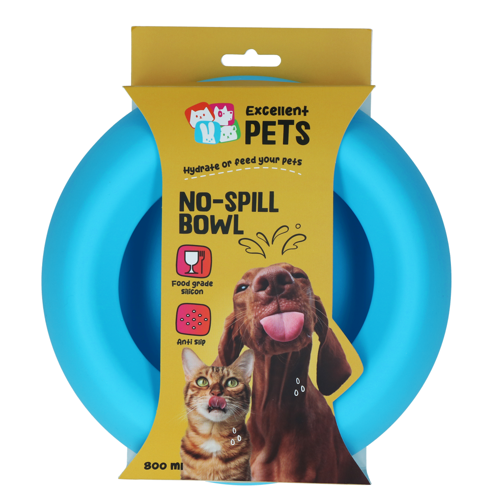 Hofman Animal Care - Wholesale Drinkbak - Kat/Hond - Excellent Pets No-Spill Bowl 800ml Blauw M0