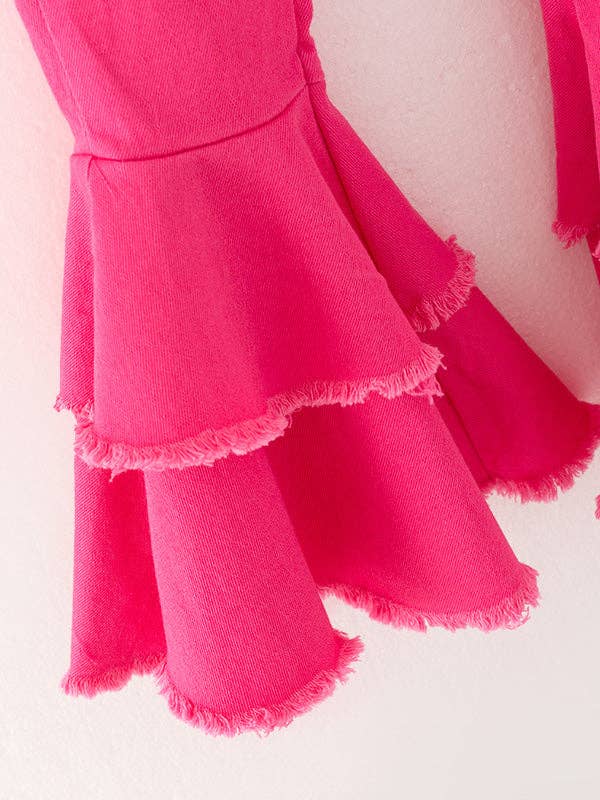 Rylee Faith Designs - Wholesale Jeans - Kids - Tight Rose Red Double Layer Bell-Bottoms Denim Jeans Pants Elastic