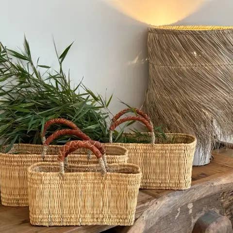 DarKech - Wholesale Basket - REED BASKET WITH LEATHER Handles