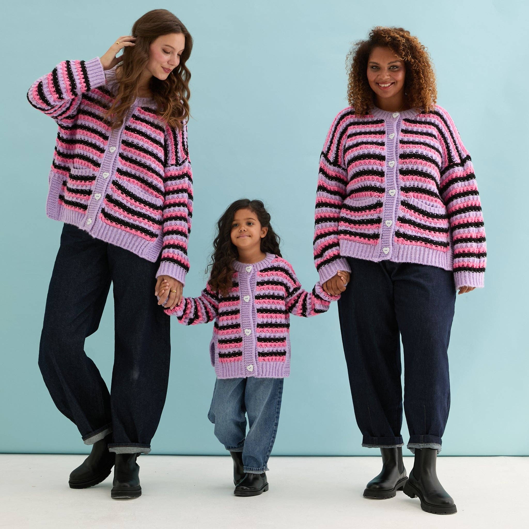 Cara & The Sky - Wholesale Cardigan - Women's - Bernice Stripe Cross Stitch Cardigan - Lilac16