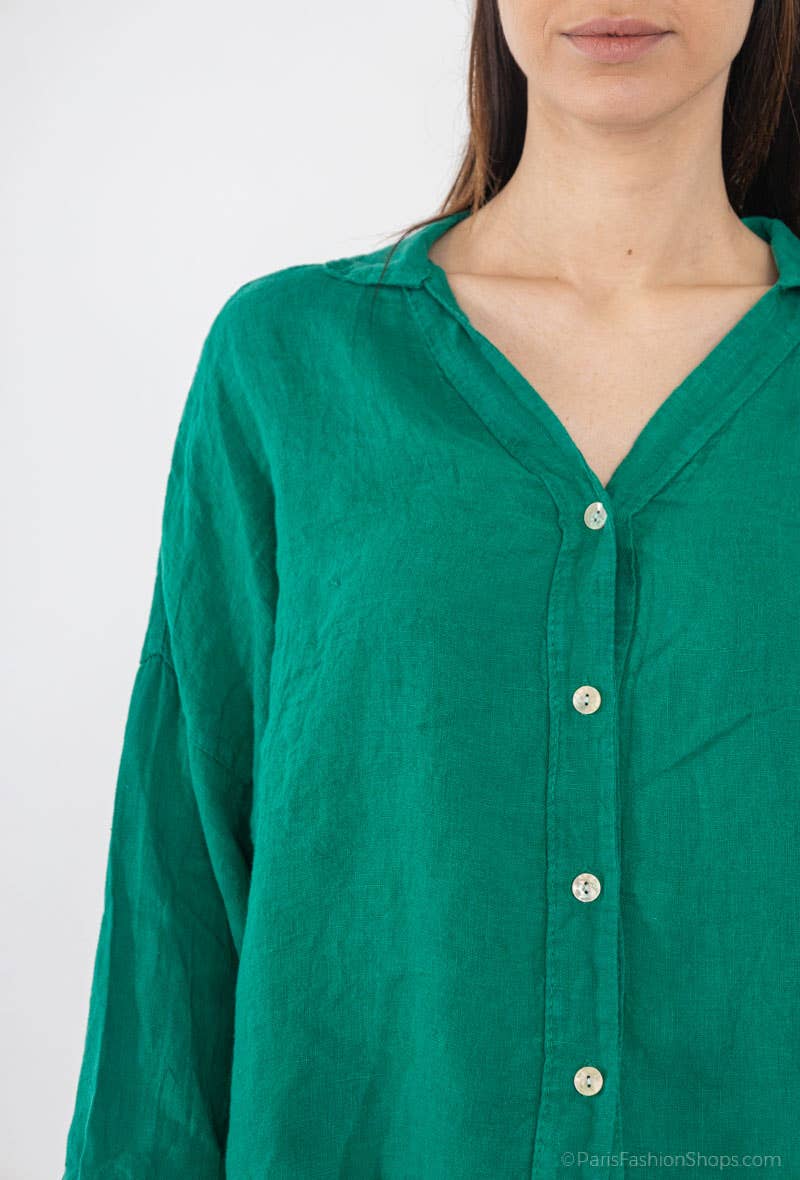 LINEN & COTTON HOUSE - Vente Chemise à col boutonné – femme - CHEMISE EN LIN. 48902 NINA16