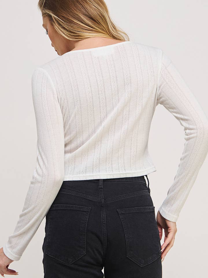 Off White Bow Kiss Knit Top for wholesale on Faire5