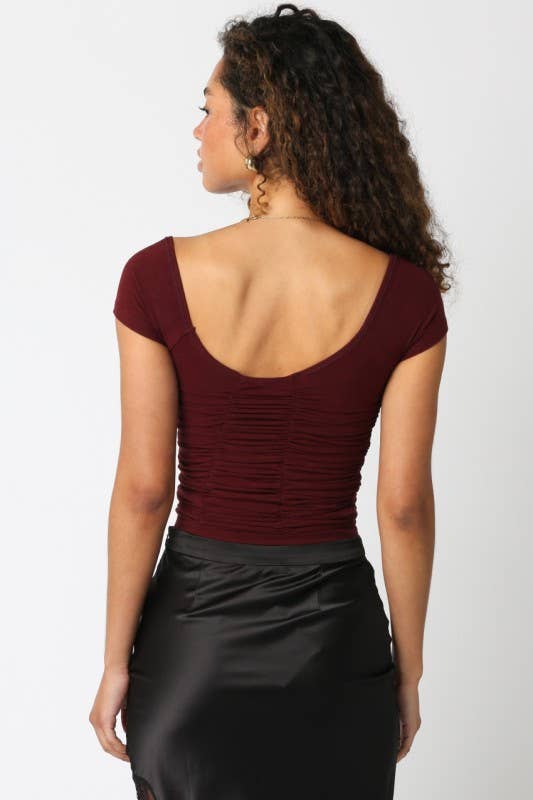 Olivaceous - Venta al por mayor Jersey corto de punto - Mujer - Kimora Top Abierto12