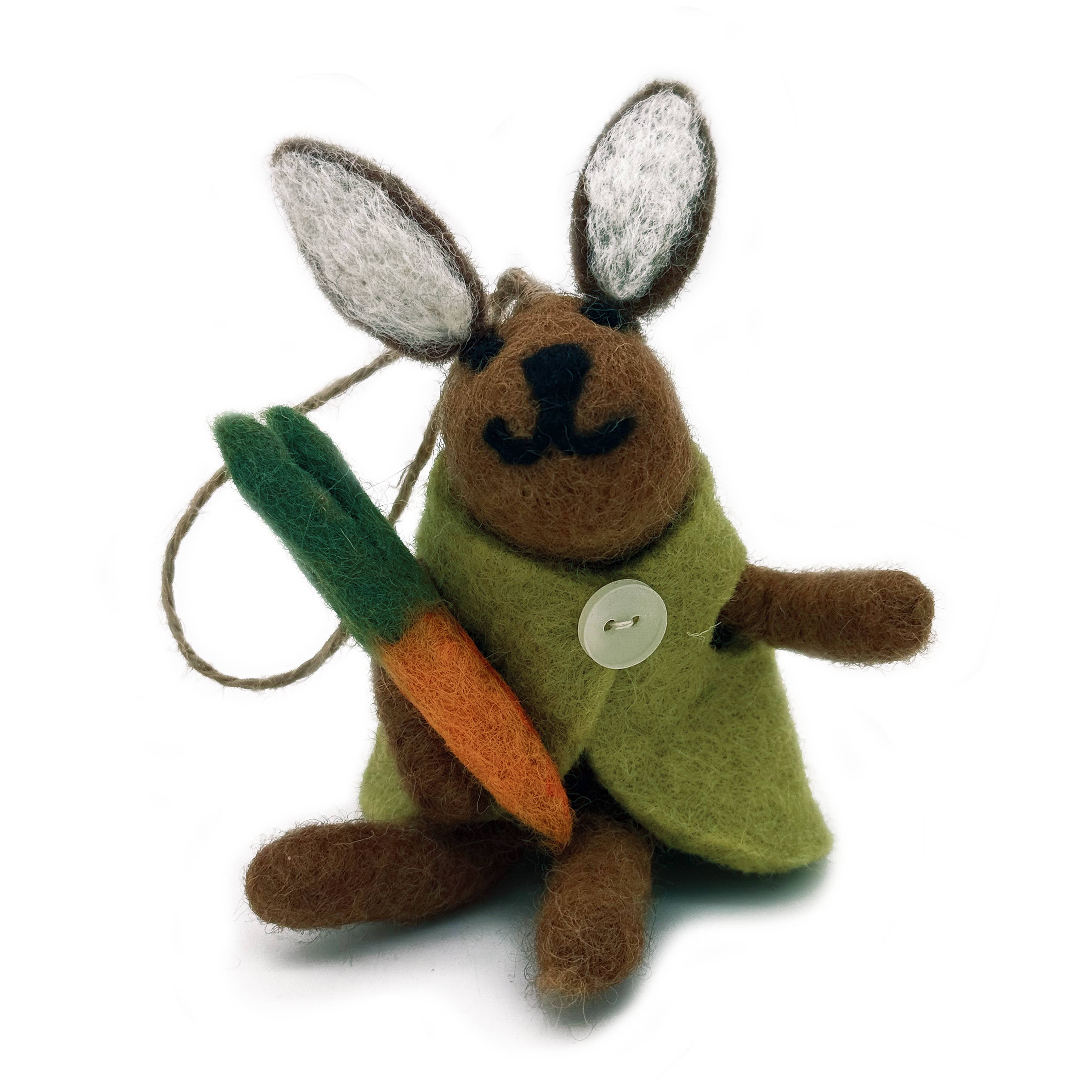 Satuit Trading Company - Vente Objets de décoration - Lapin en feutre avec ornement de carotte, fait main au Népal1