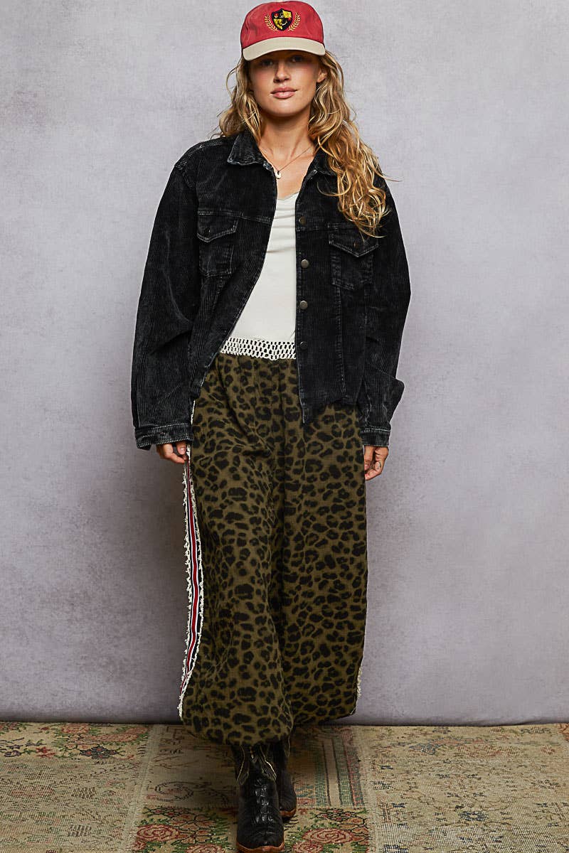 Pol Clothing - Wholesale Jacket - Women's - Pocket Front Button Down Corduroy Trucker Jacket SALE19