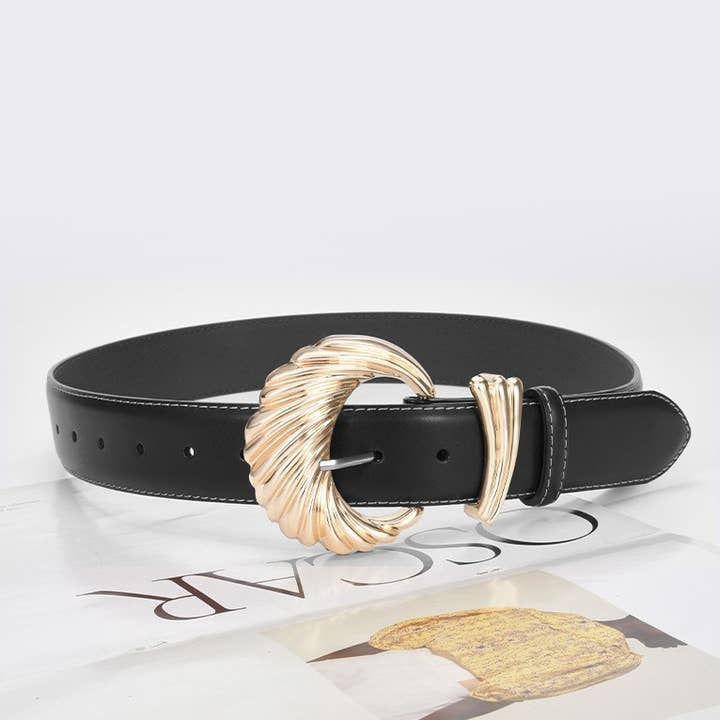 PEACH ACCESSORIES - Vente Ceinture – femme - Ceinture large avec boucle dorée tourbillonnante BEL0603