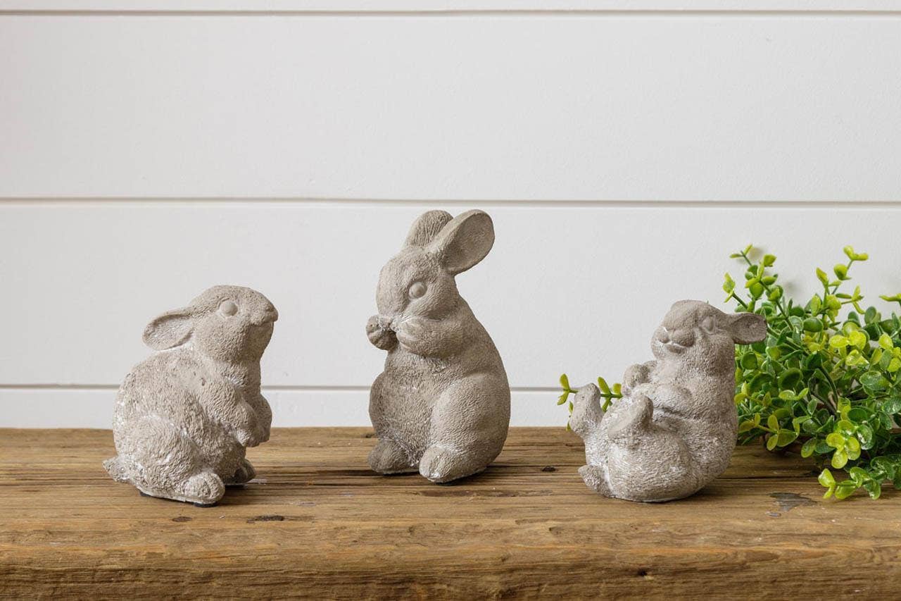Audrey's Home & Gift - Wholesale Decorative Figurine - Cement Garden Bunnies (Pk/3 Ast) | Spring Decor1