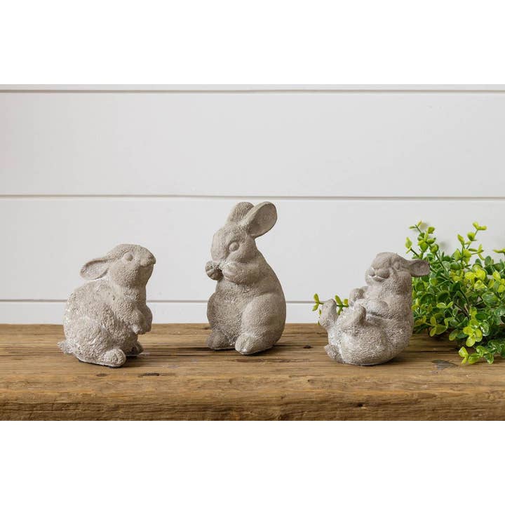 Audrey's Home & Gift - Wholesale Decorative Figurine - Cement Garden Bunnies (Pk/3 Ast) | Spring Decor1