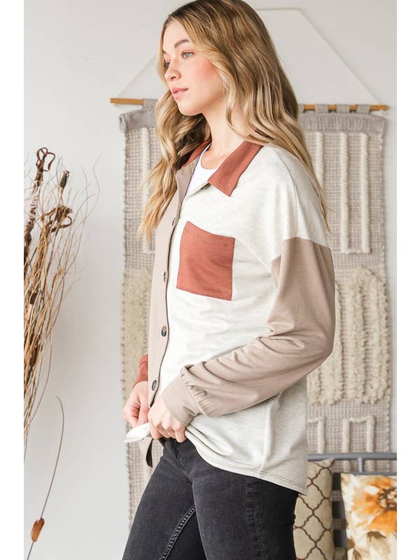 HEIMISH – Großhandel Hemdjacke/Shacket – Damen – EJ6724-10 BASIC HALSBAND, EINFARBIG, BLOCKMANSCHETTE3