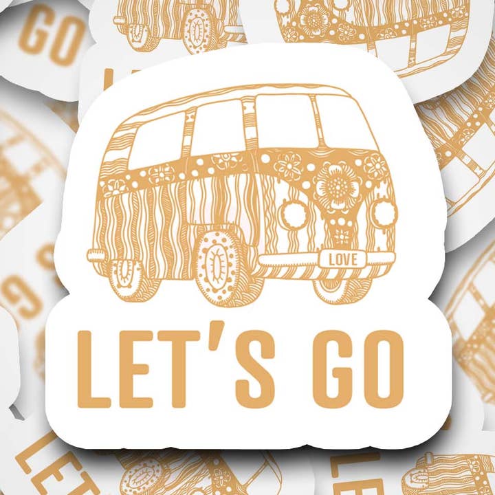 Let's Go 2" Waterproof Sticker Yellow for wholesale by Hello Soulshine