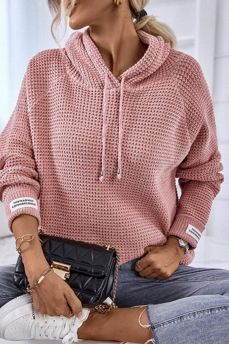 NINEXIS - Vente Sweat à capuche – femme - CWOHOL0399_Pull à manches longues à capuche décontracté à col en V5