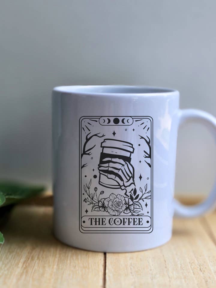 The Coffee Tarot Card Mug for wholesale by Galactic Sapphire