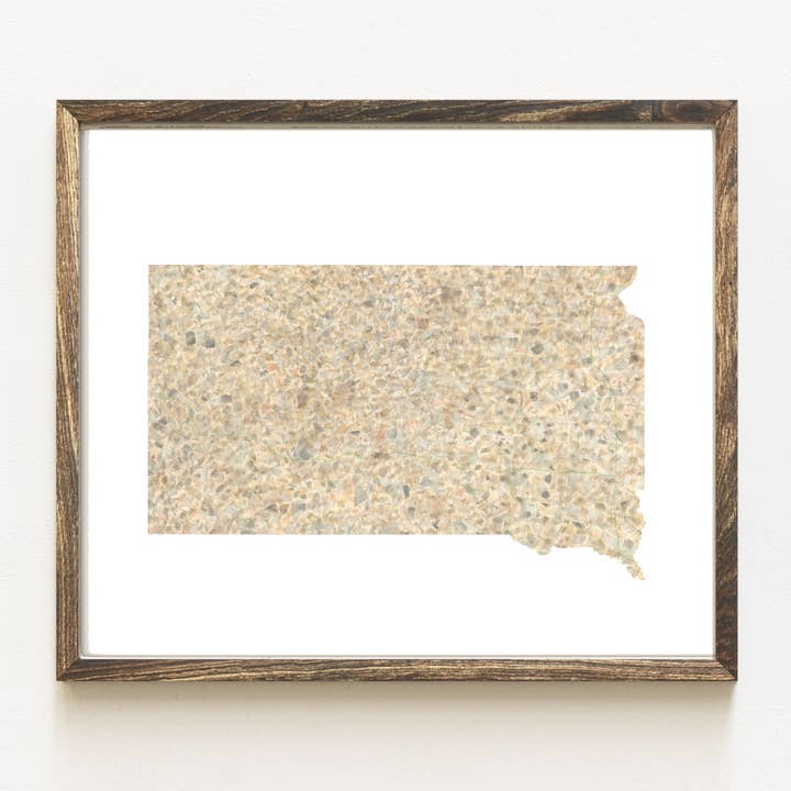 Bemalte Staatskarte von South Dakota — 20,3 x 25,4 cm Kunstdruck für den Großhandel von Turn-of-the-Centuries
