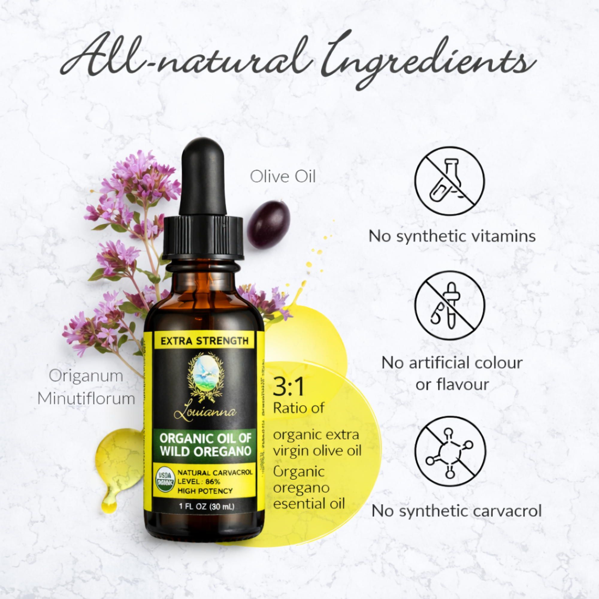 Louianna - Wholesale Oral Supplement/Vitamin - Organic Oil of Wild Oregano USDA Organic Certified1