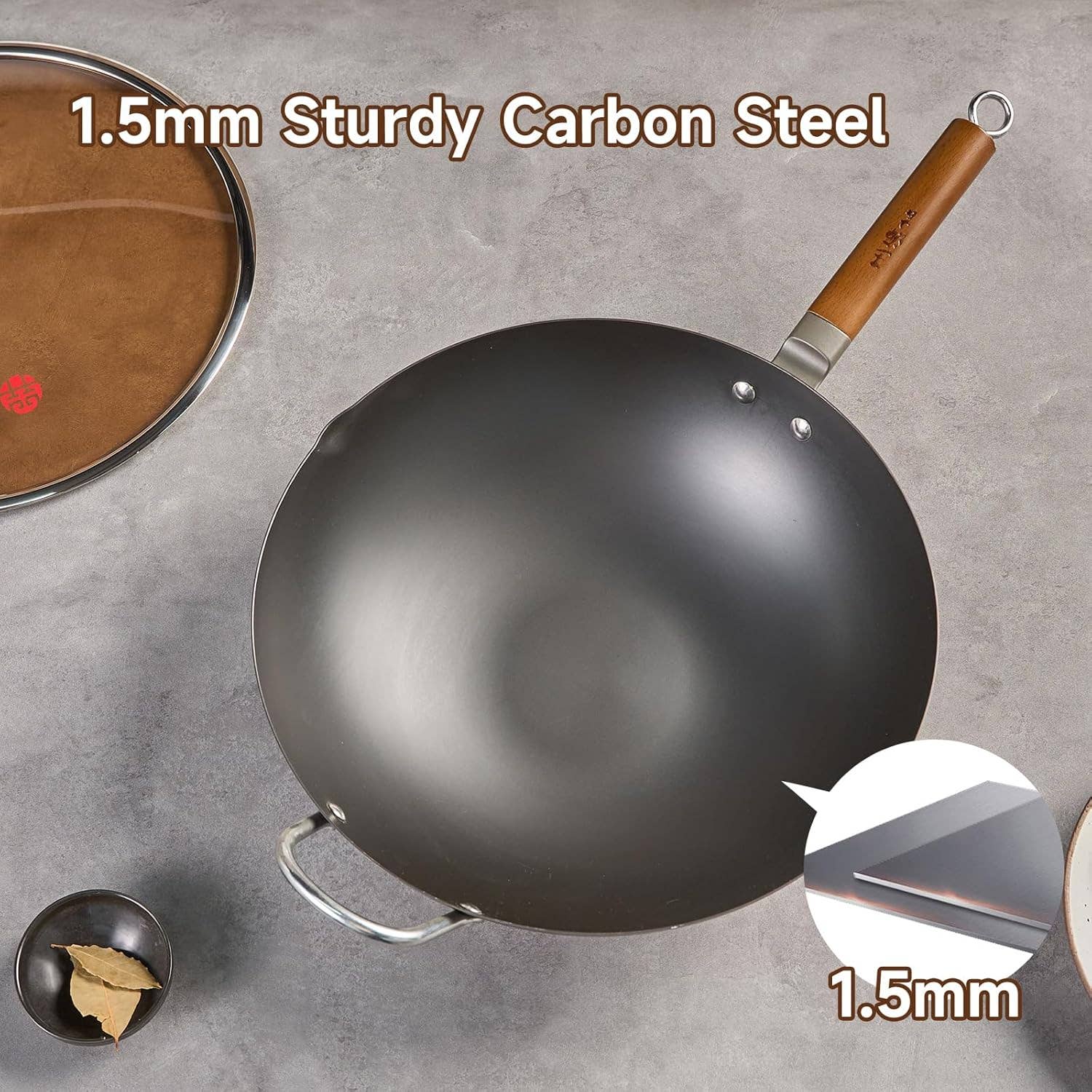 WYJ - Wholesale Pan - WANGYUANJI Carbon Steel Wok Pan - 3 Size Choose with Spatula6