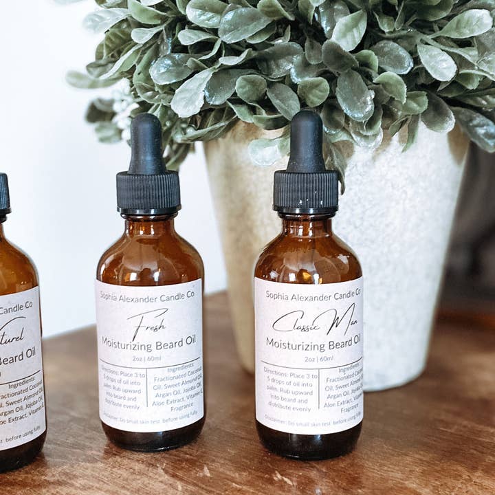 Huile hydratante pour barbe | Collection pour le bain et le corps pour la vente par Sophia Alexander Candle Co