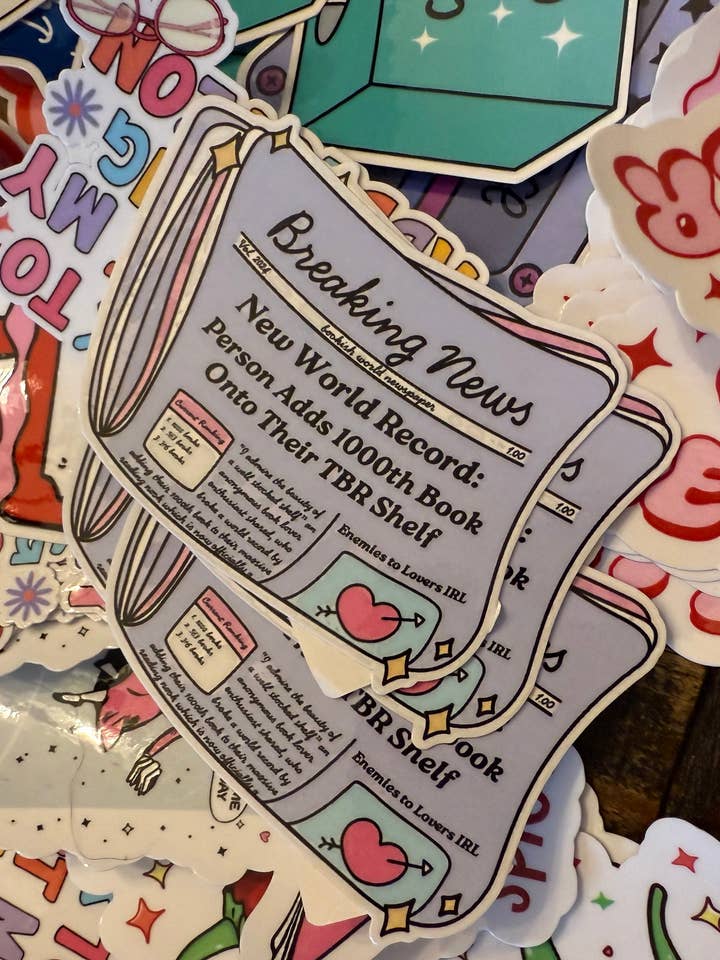 Autocollant d'actualités littéraires pour la vente par Scents, Stories, and Surprises