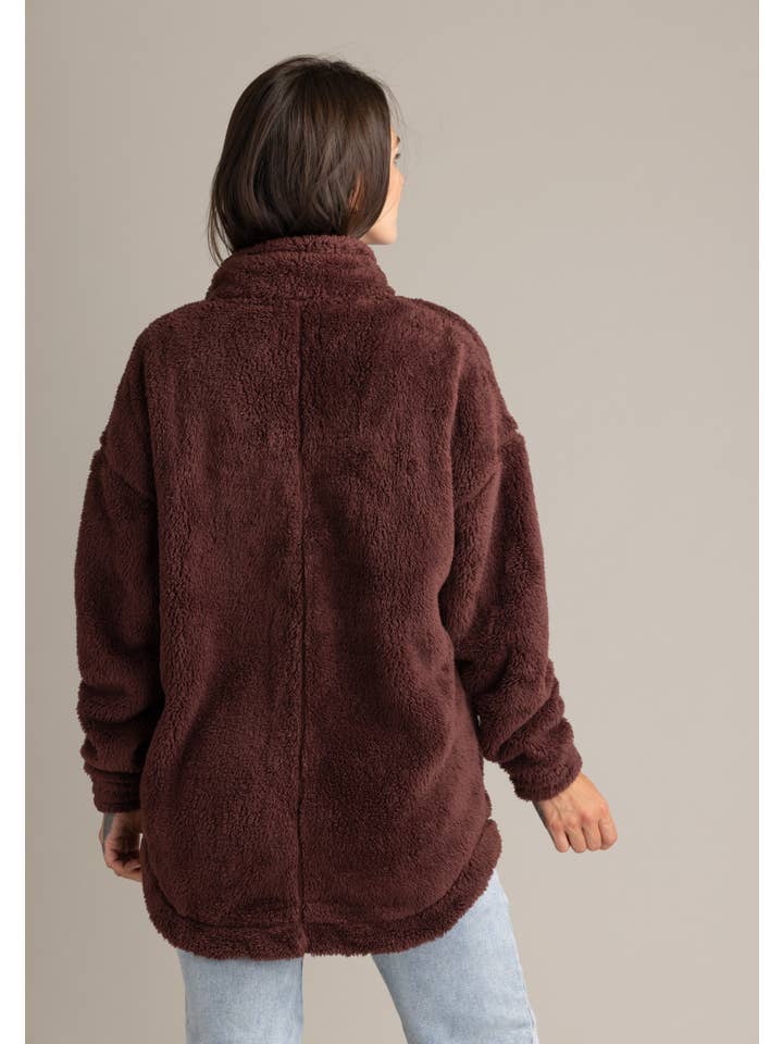 Bitter Chocolate Women's Leila Eyelash Sherpa Full Zip for wholesale on Faire2