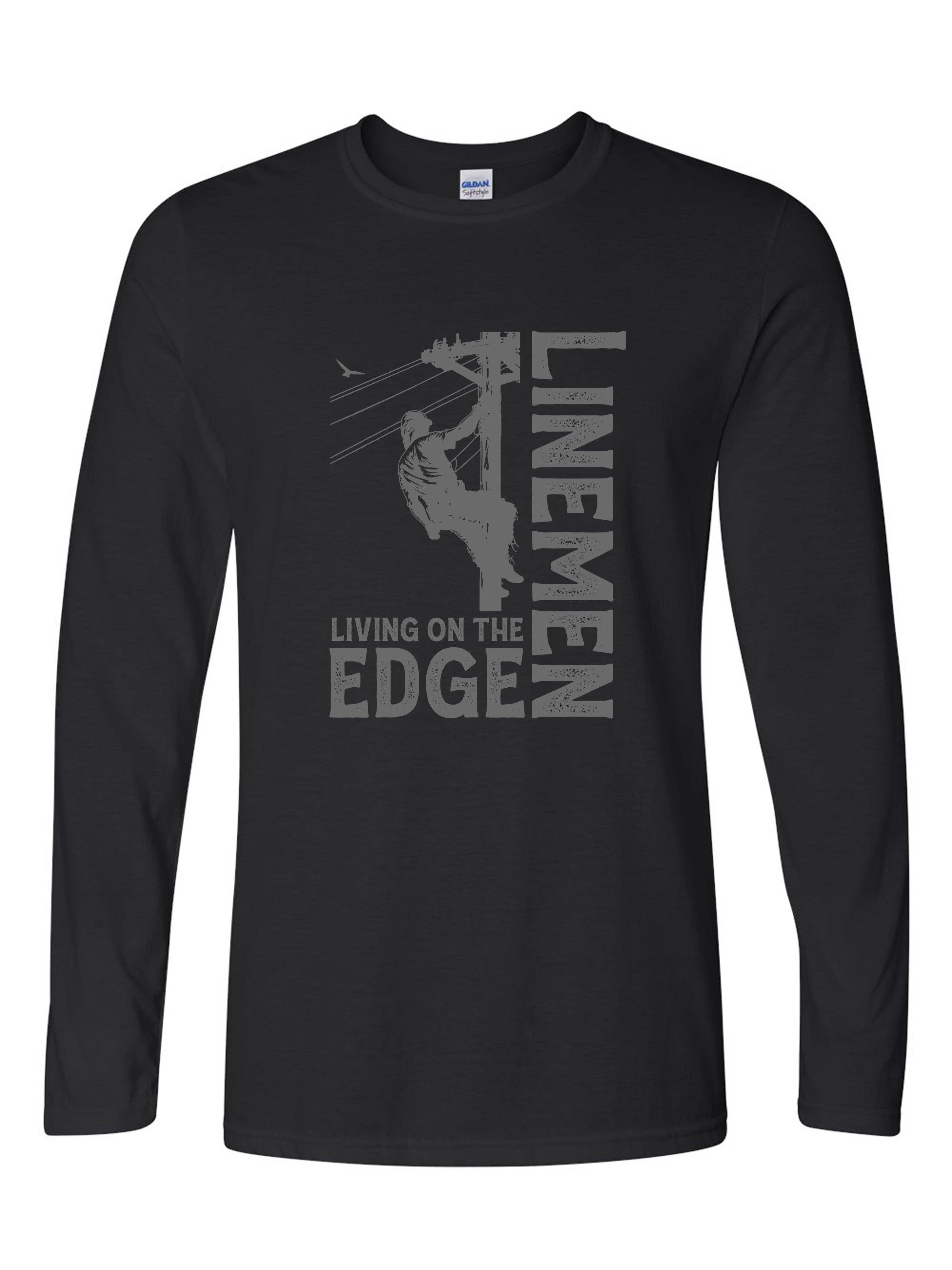 Cherry Chic Designs - Wholesale Screen Printed T-Shirt - Women's - Lineman Living on the Edge - Softstyle Long Sleeve Tee-Black0