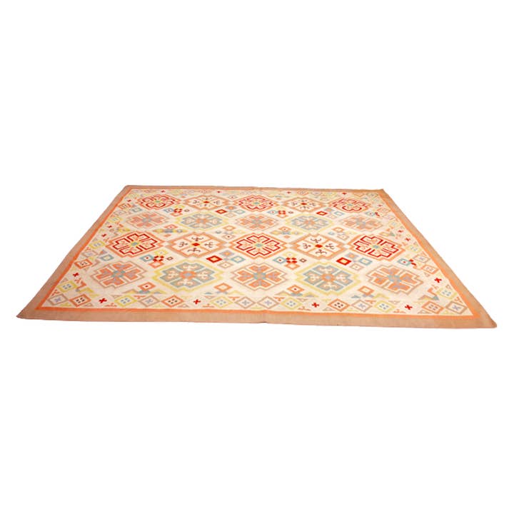 Tapis kilim champagne vintage tissé à la main pour la vente par Fybernots
