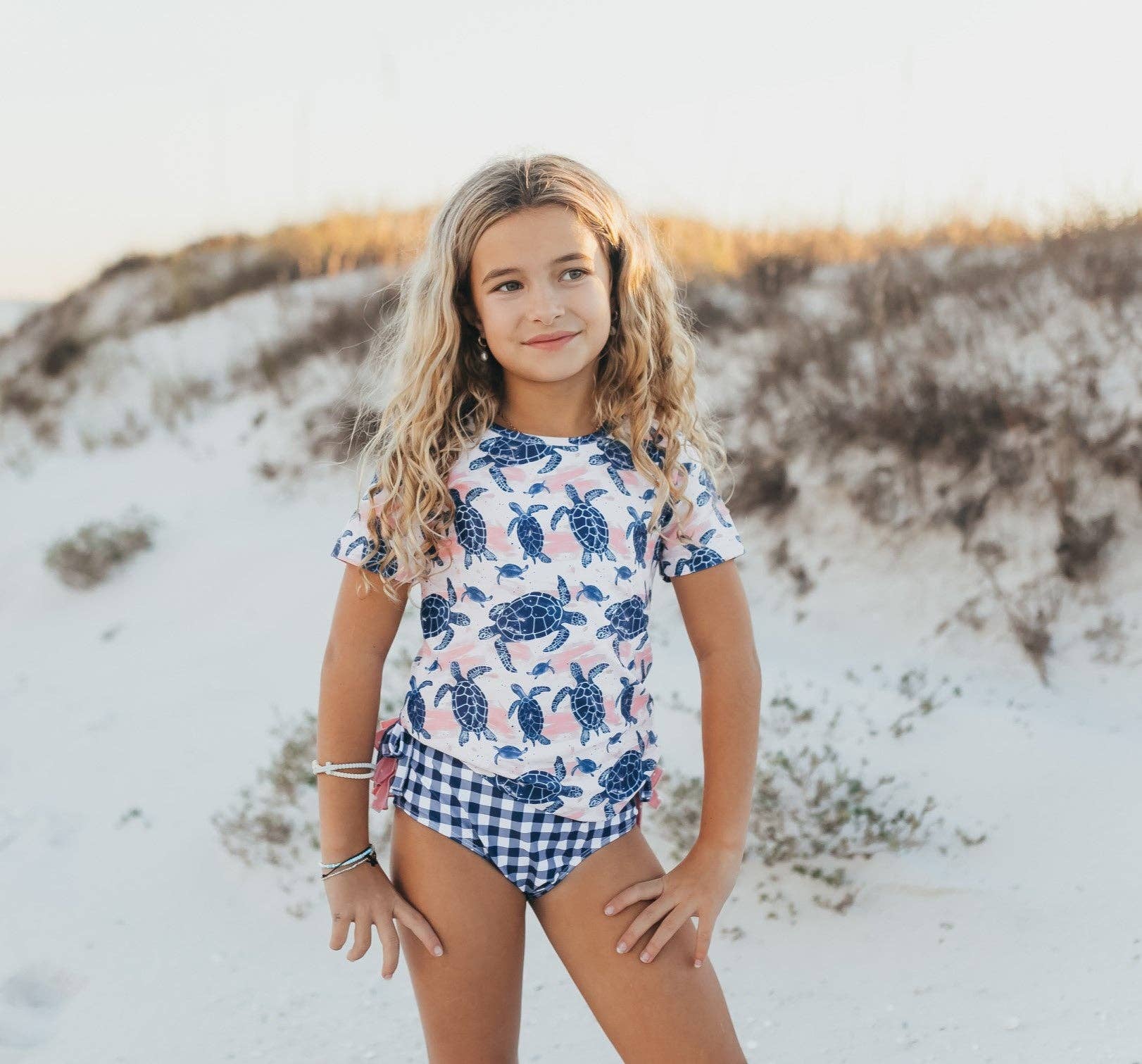 Oopsie Daisy - Wholesale Rashguard - Kids - Kids Navy & Pink Sea Turtle Rash Guard Ruffle Swimsuit3