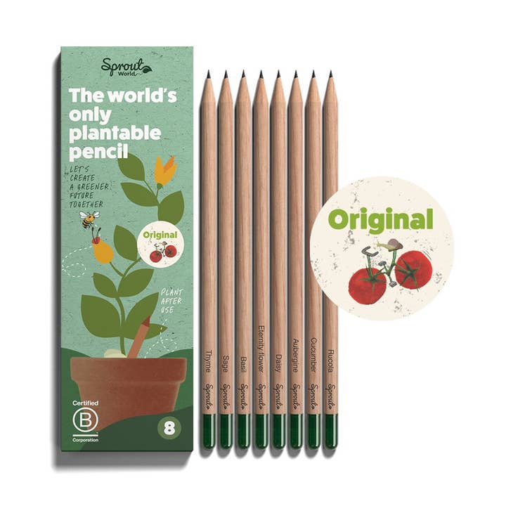 SproutWorld Plantbare Blyanter | Original · 8-pak for engroshandel hos SproutWorld