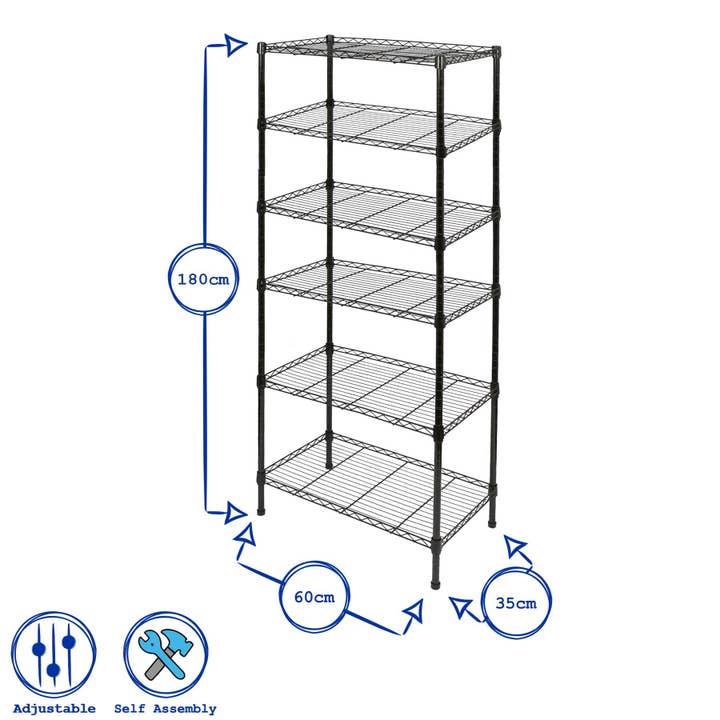Rinkit Ltd – wholesale Free-standing shelf – Adjustable Wire Shelving Unit - Black8