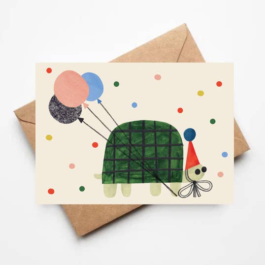 PARTY TURTLE card for wholesale by Daria Solak Illustrations