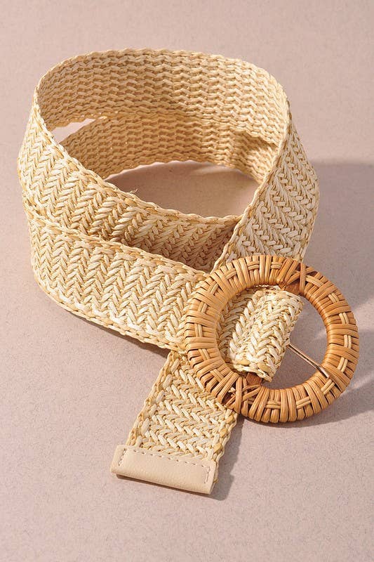 anbfashion - Wholesale Belt - Women's - STRAW ROUND BUCKLE BELT JCB17166