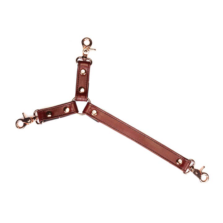 Liebe Seele - Wholesale Sex Toy - Wine Red Leather Collar and Wrist Restraints Harness
