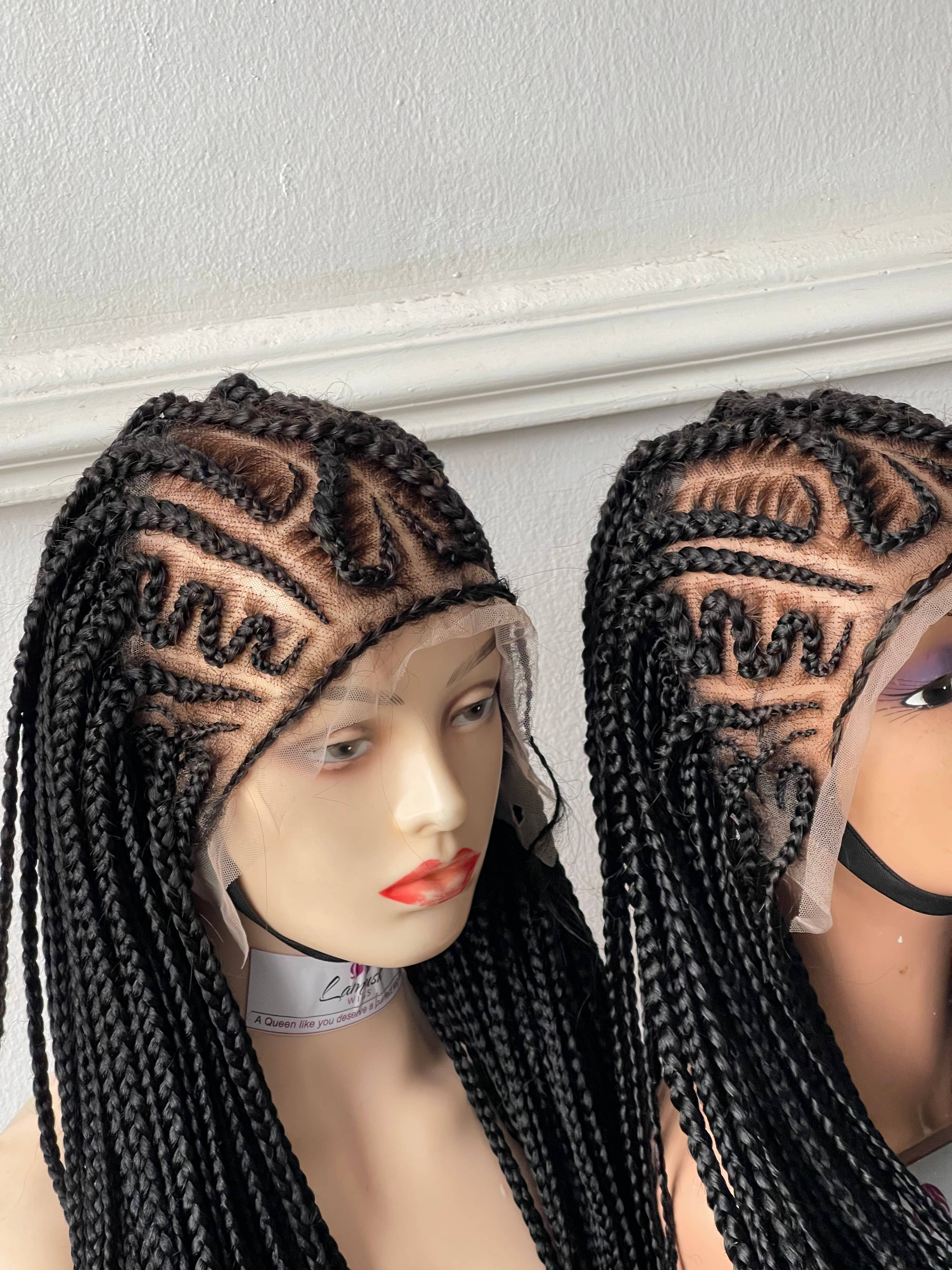 Lamuskwigs - Wholesale Wig/Hair Piece - Cornrow Braided wig for black women. Braided wig with elasti12