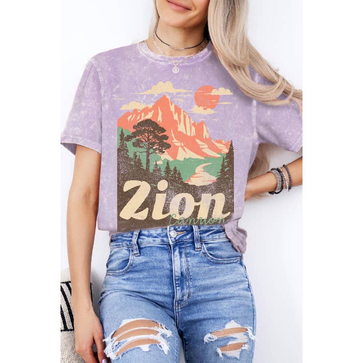 Zion Canyon National Park Mineral Wash T Shirt for wholesale by Amused by Blue