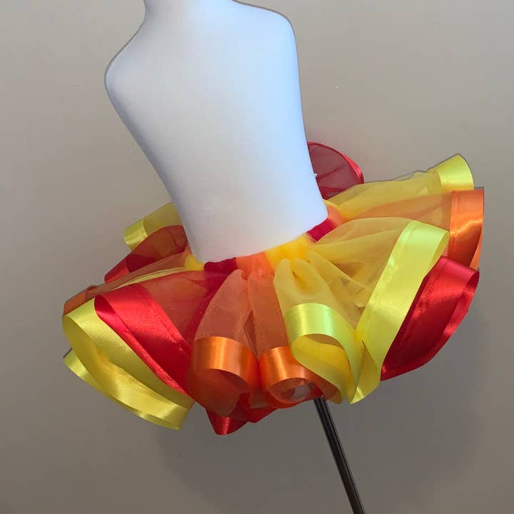 Red, Yellow & Orange Ribbon Trim Tutu for wholesale by Dukes Designs & Creations
