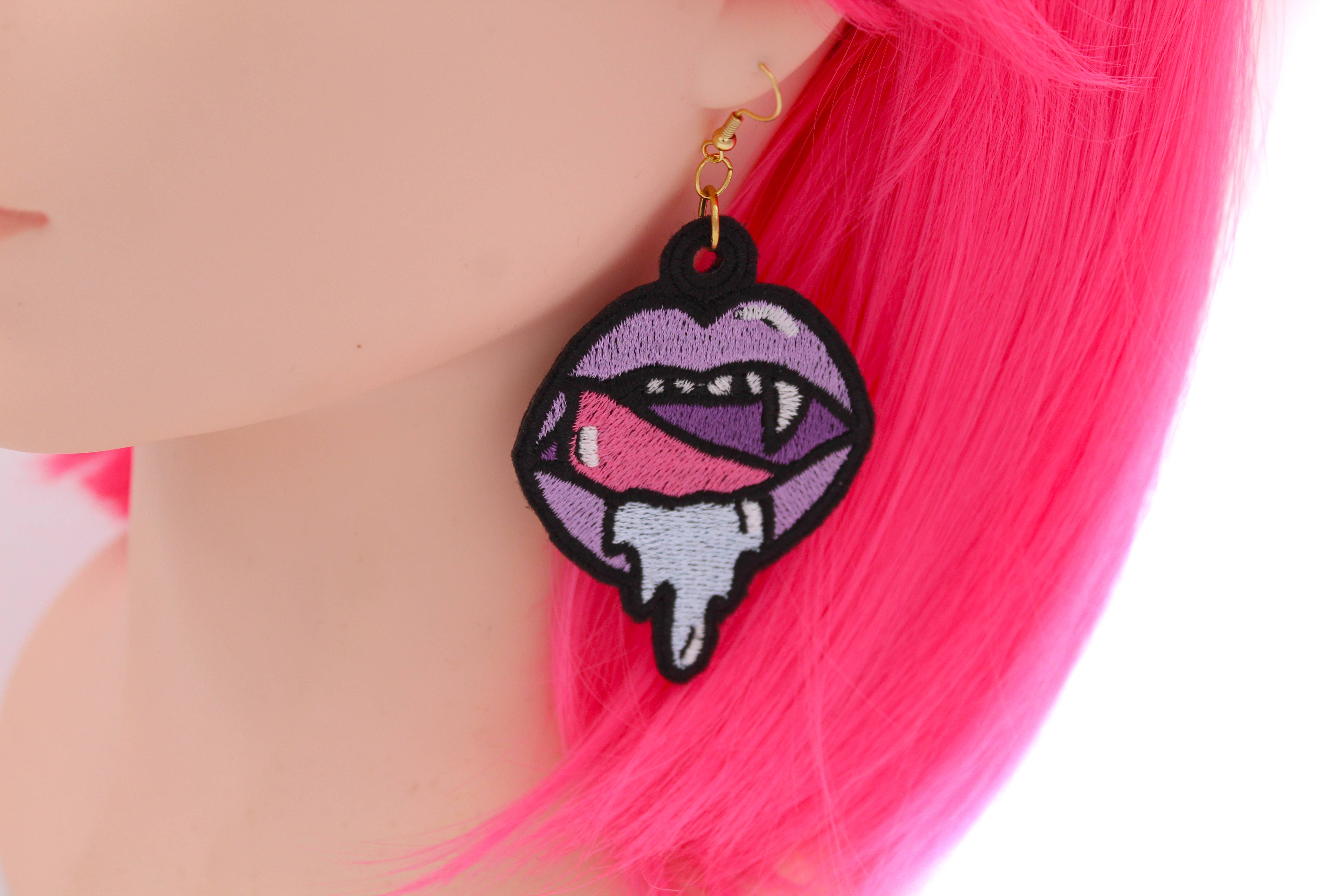 Wholesale Gothic Horror Vampire Lips Earrings for your store Faire