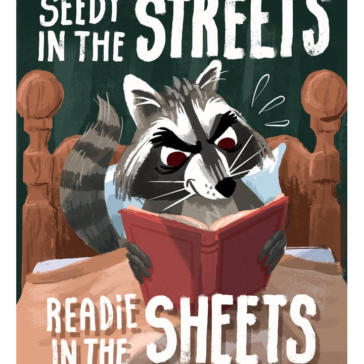 Readie in the Sheets Readie in the Sheets Tirage d'art Racoon. pour la vente par Matthew Made Art