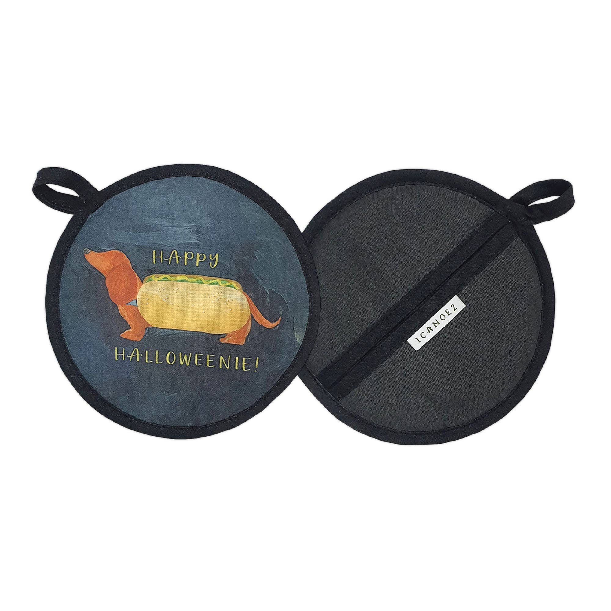 1canoe2 | One Canoe Two Paper Co. - Wholesale Oven Mitt/Pot Holder - Happy Halloweenie Dog Pot Holder Set3