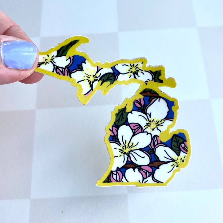 Adesivo em vinil Michigan Apple Blossom 3" State Flower por atacado de Lil Boat Boutique