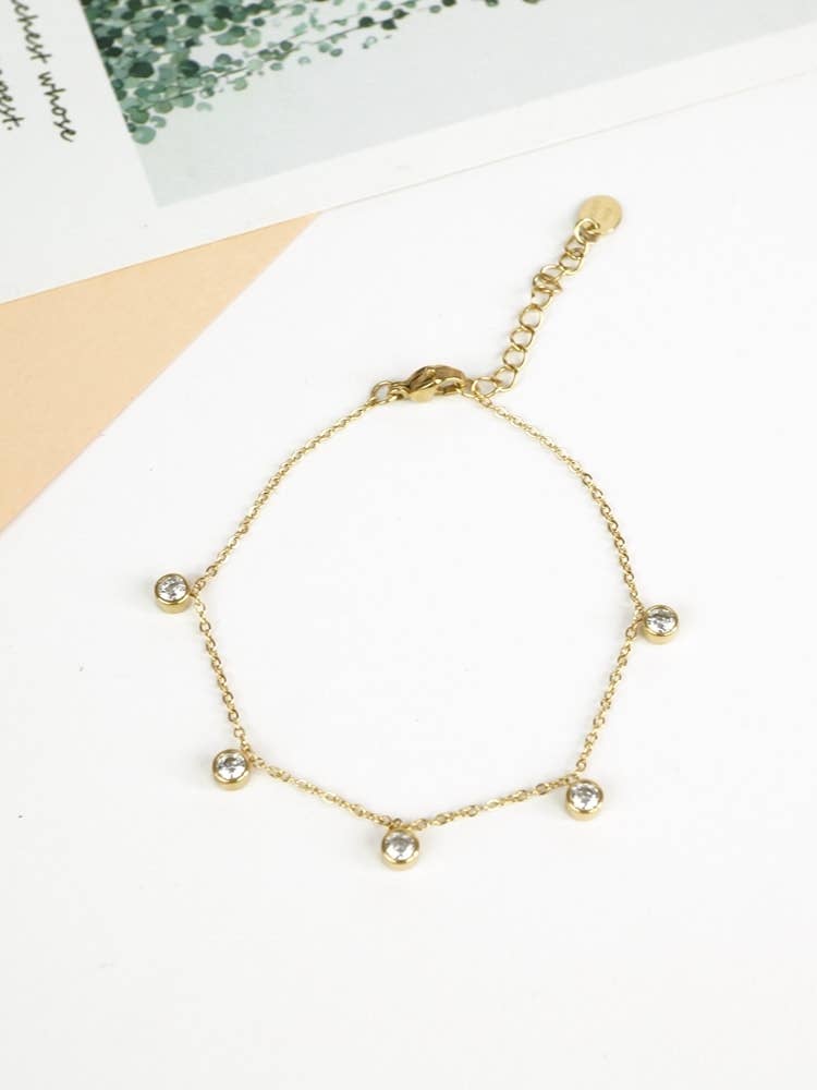 Victoria Moda - Wholesale Charm/Dangle Bracelet - Stainless Steel Bracelet With Crystal Beads