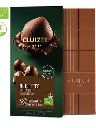Hazelnut Chocolate Bar, 48% for wholesale by Cluizel USA