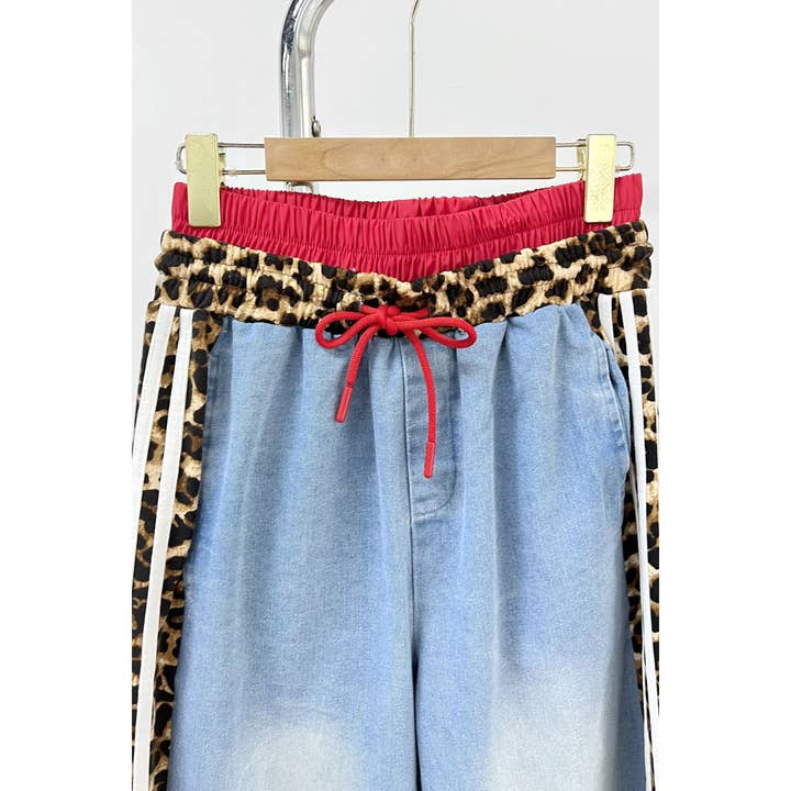 Pantalon contrasté à bordure léopard pour la vente par XHHH Inc