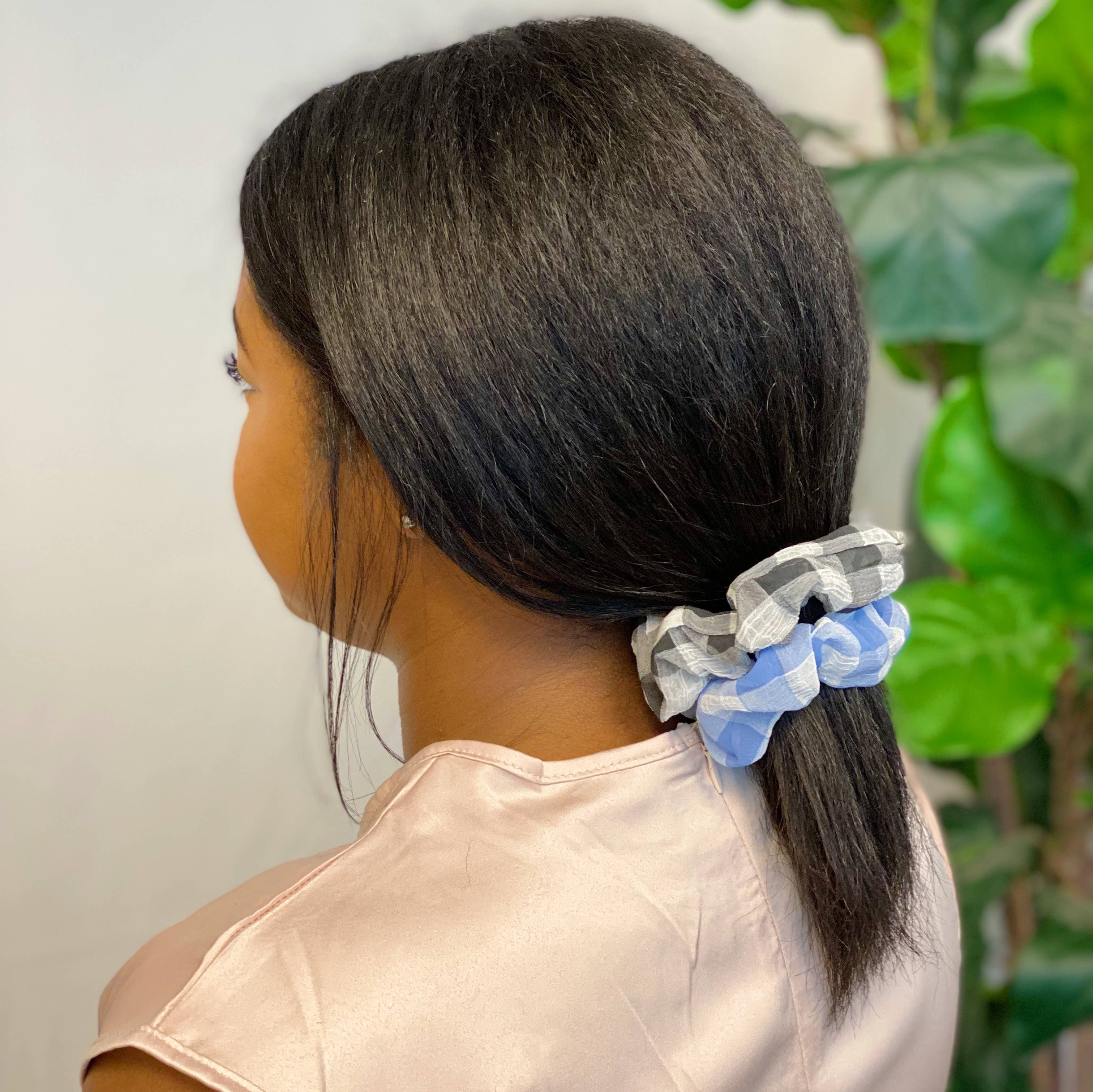 Ellison+Young - Wholesale Scrunchie - Dames - Fresh Gingham haarscrunchie, set van 4 stuks3
