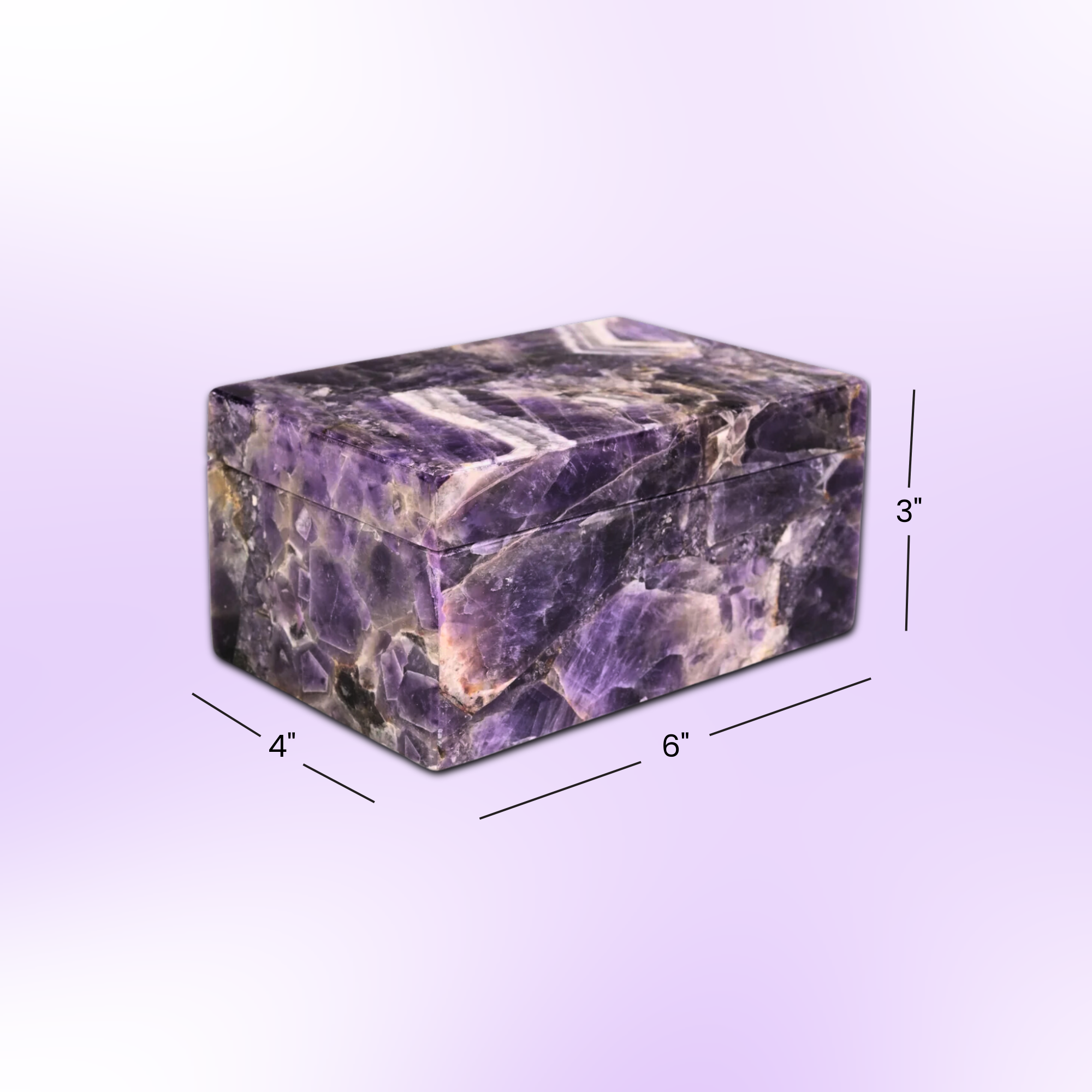 Serein Wellness - Vendita all'ingrosso Portagioie/organizer per gioielli - Portagioie in ametista, contenitore multiuso in cristallo viola2