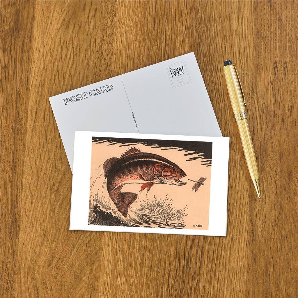 Found Image Press - Wholesale Postcard - Postcard WD-09 Woodcut of Bass1