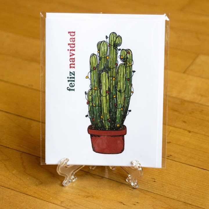 Feliz Navidad Cactus Ferie Card for engroshandel hos abigail hausman design & illustration